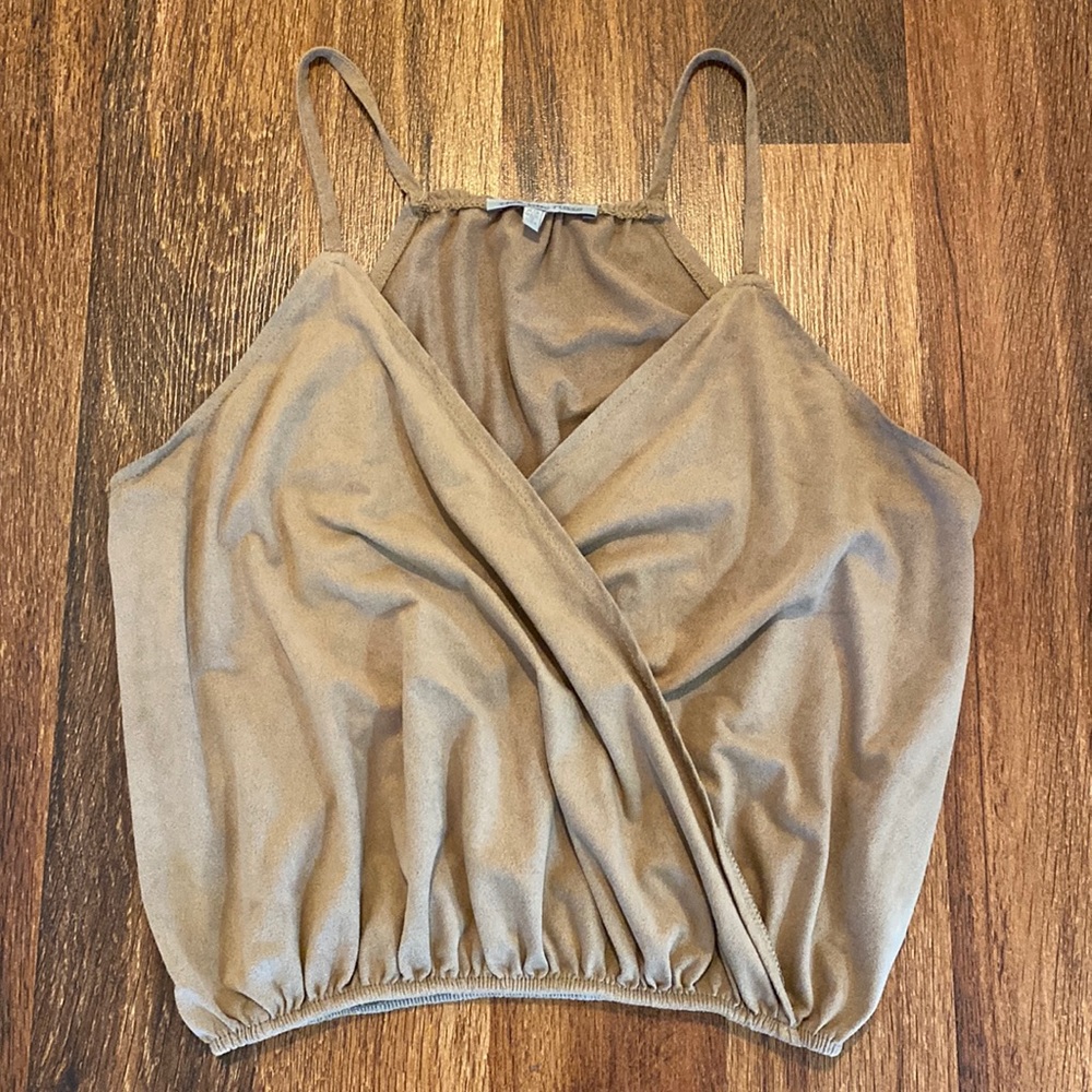 Tan Suede Cross Top